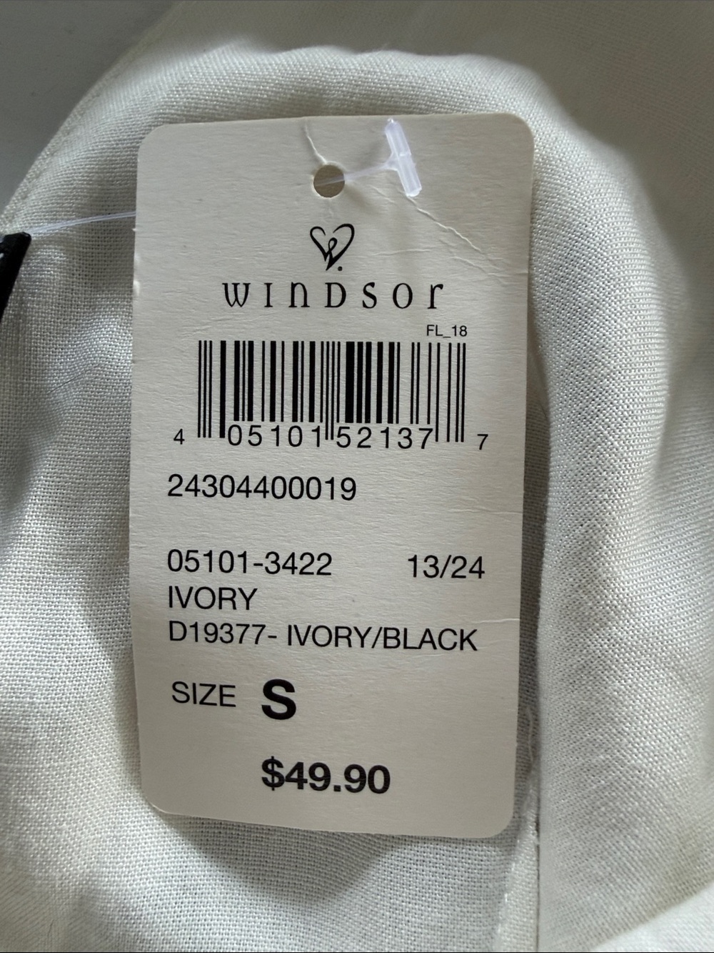 Windsor White Garden Party Dress with Black Floral, Tie-Shoulder Size Small - Picture 3 of 5